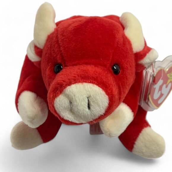 TY Beanie Babies Snort The Bull 8" Plush Toy Collectible Red 1995 NWT - Picture 6 of 6